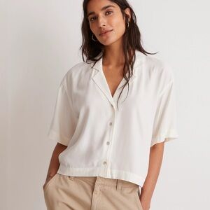 Madewell Cream Short-Sleeve Button-Down Shirt